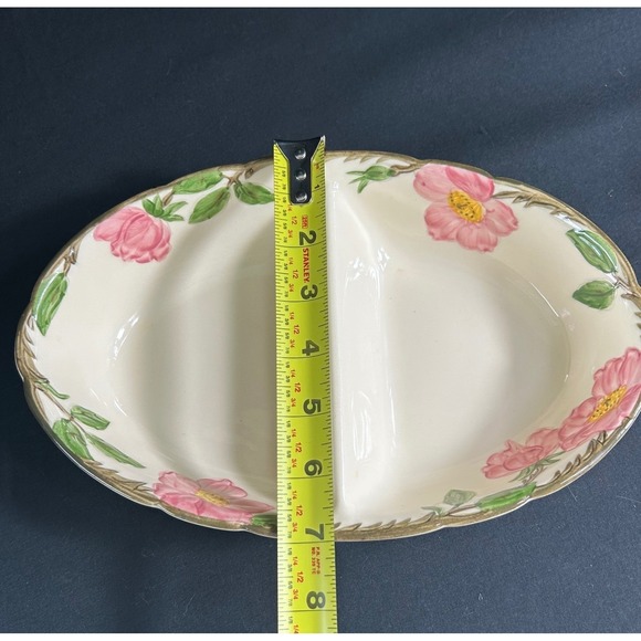 Franciscan Desert Rose Divided Vegetable Serving Dish Oval Pink Floral Vtg 50's - Picture 5 of 7
